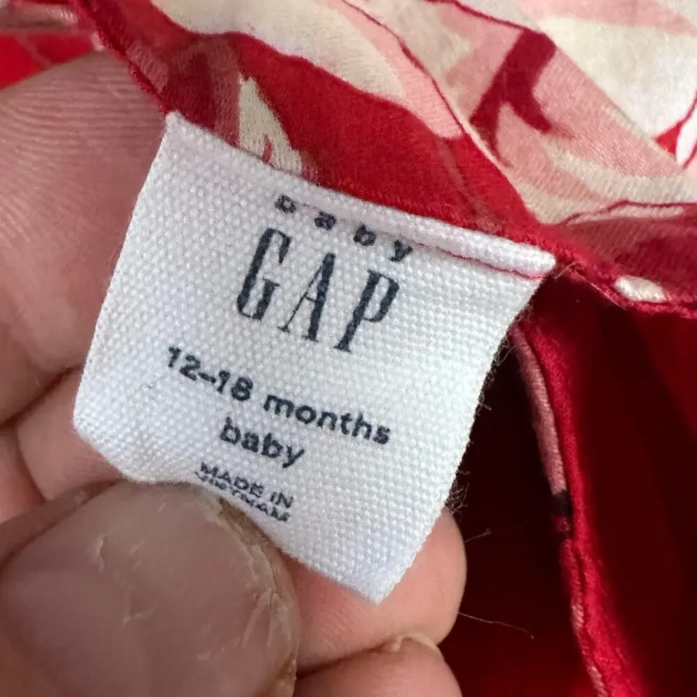 Baby Gap Empire Waist Red Floral Dress Girls 12-18 Months Toddler